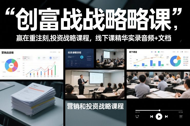 创富战略课，赢在重注时刻，营销和投资战略课程，线下课精华实录音频+文档-个创网云网创