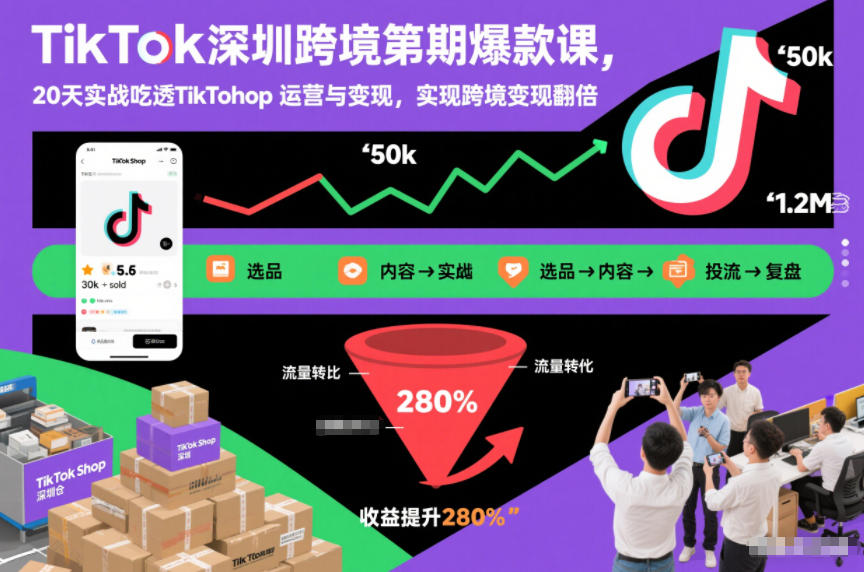 TikTok深圳跨境第2期爆款课，20天实战吃透TikTok Shop运营与变现，实现跨境变现翻倍-个创网云网创