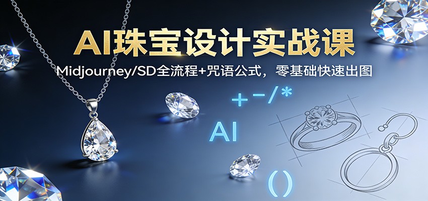 AI珠宝设计实战课：Midjourney/SD全流程+咒语公式，零基础快速出图-个创网云网创