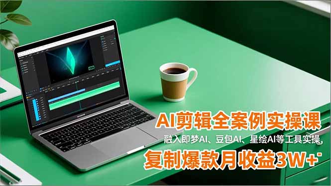 AI剪辑全案例实操课，融入即梦AI、豆包AI、星绘AI等工具实操，复制爆款月收益3W+-个创网云网创