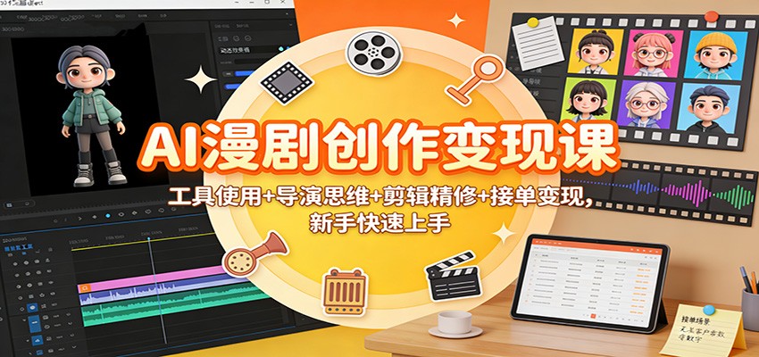 AI漫剧创作变现课：工具使用+导演思维+剪辑精修+接单变现，新手快速上手-个创网云网创