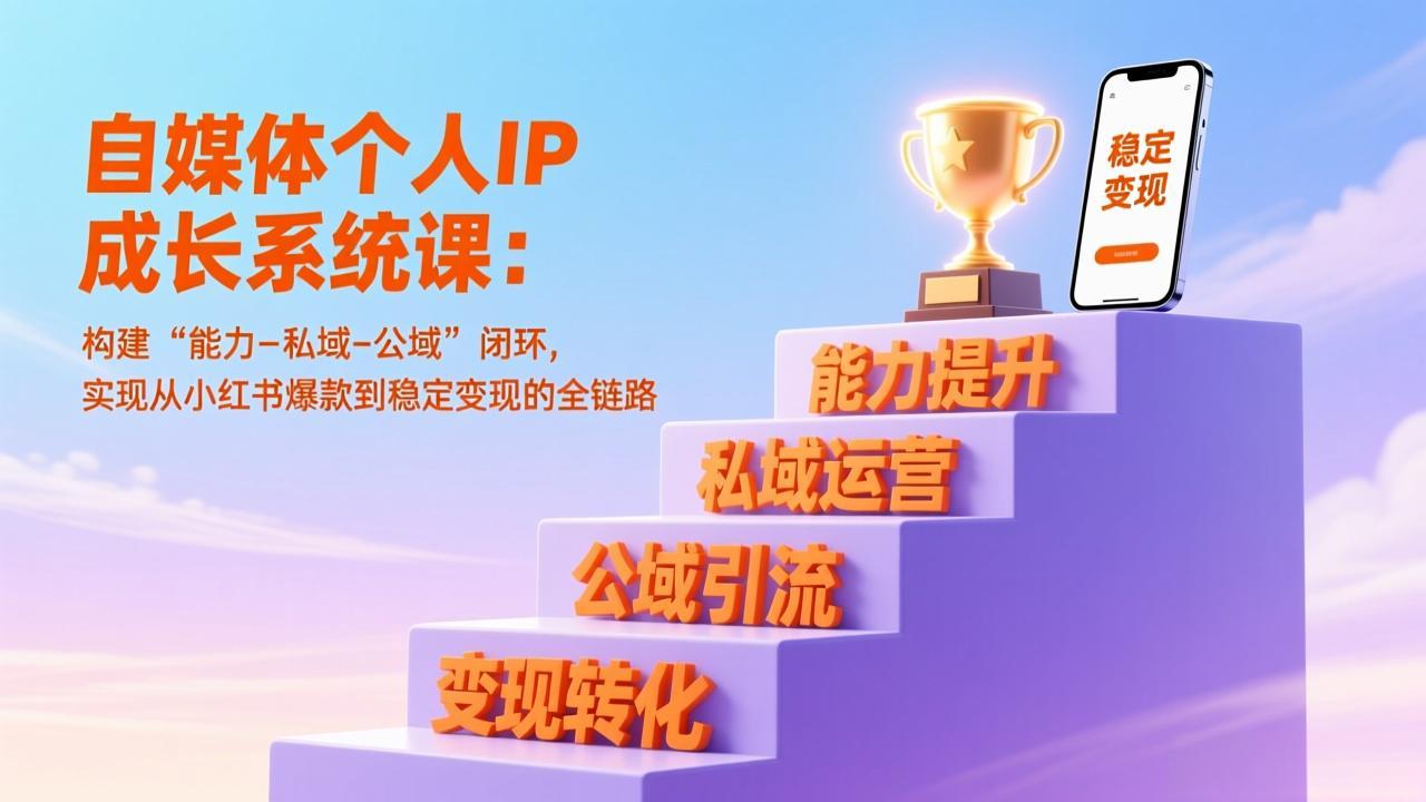 自媒体个人IP成长系统课:构建“能力-私域-公域”闭环,实现从小红书爆款到稳定变现的全链路-个创网云网创