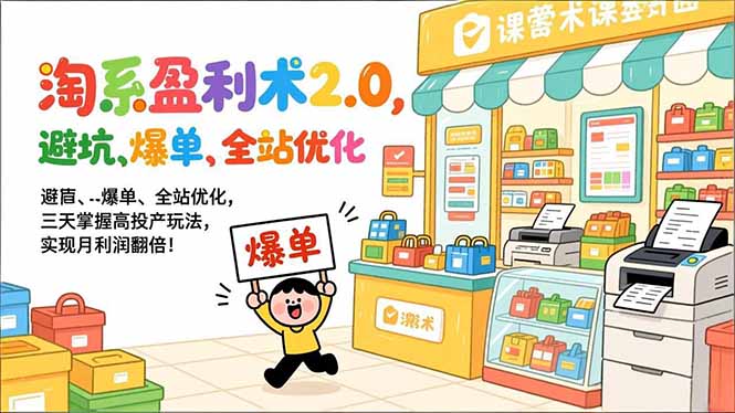 淘系盈利术2.0，避坑、爆单、全站优化，三天掌握高投产玩法，实现月利润翻倍！-个创网云网创