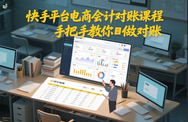 快手平台电商会计对账课程，手把手教你做对账-个创网云网创