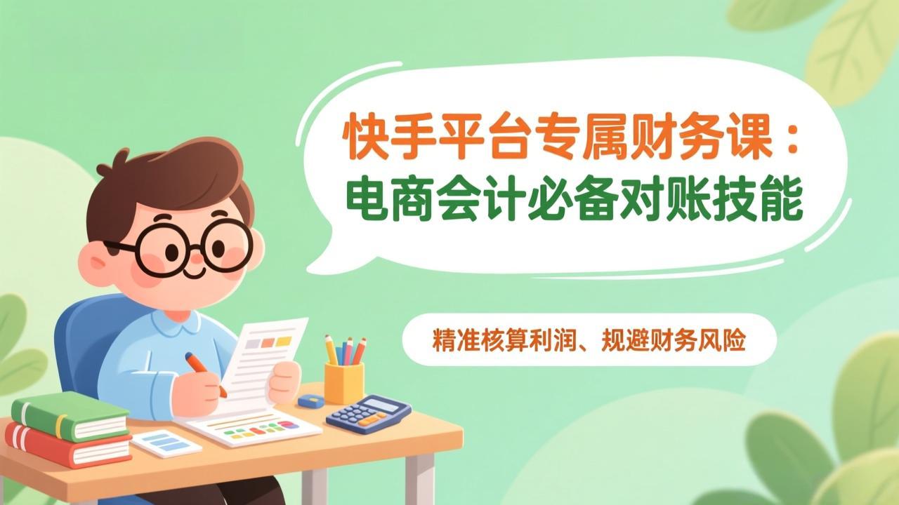 快手平台专属财务课：电商会计必备对账技能，精准核算利润、规避财务风险-个创网云网创