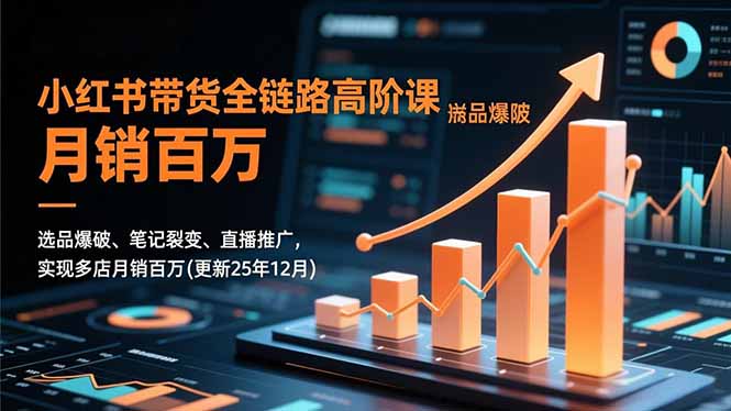 小红书带货全链路高阶课，选品爆破、笔记裂变、直播推广，实现多店月销百万(更新25年12月-个创网云网创