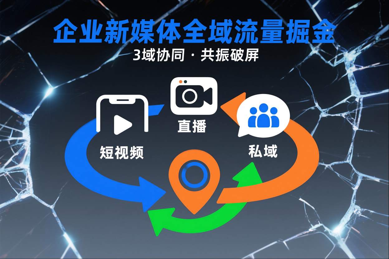 短视频全域商业模式，企业新媒体全域流量掘金，3域协同，共振破屏，短视频-直播-私域-地域-个创网云网创