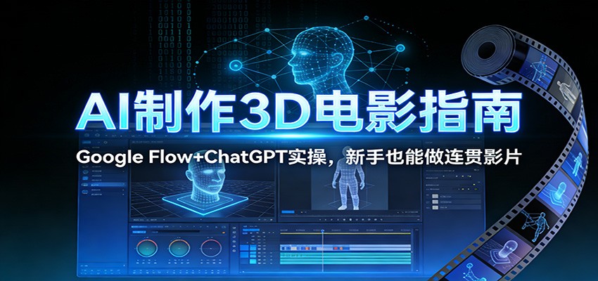 AI制作3D电影指南：Google Flow+ChatGPT实操，新手也能做连贯影片-个创网云网创