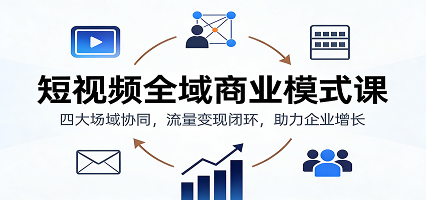 短视频全域商业模式课：四大场域协同，流量变现闭环，助力企业增长-个创网云网创