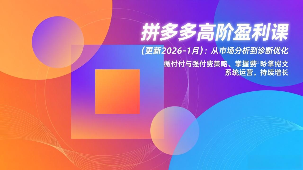 拼多多高阶盈利课(更新2026-1月-个创网云网创