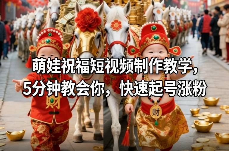 萌娃祝福短视频制作教学，5分钟教会你，快速起号涨粉-个创网云网创