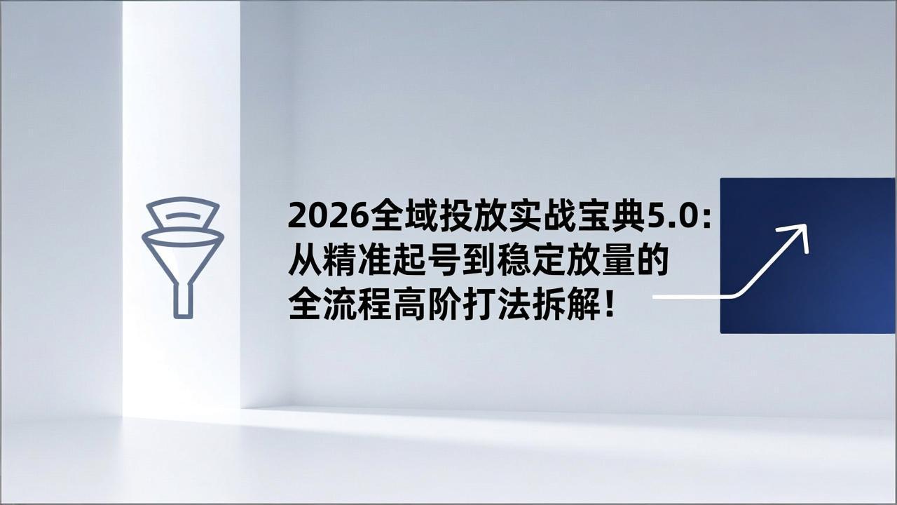 2026全域投放实战宝典5.0:从精准起号到稳定放量的全流程高阶打法拆解!-个创网云网创