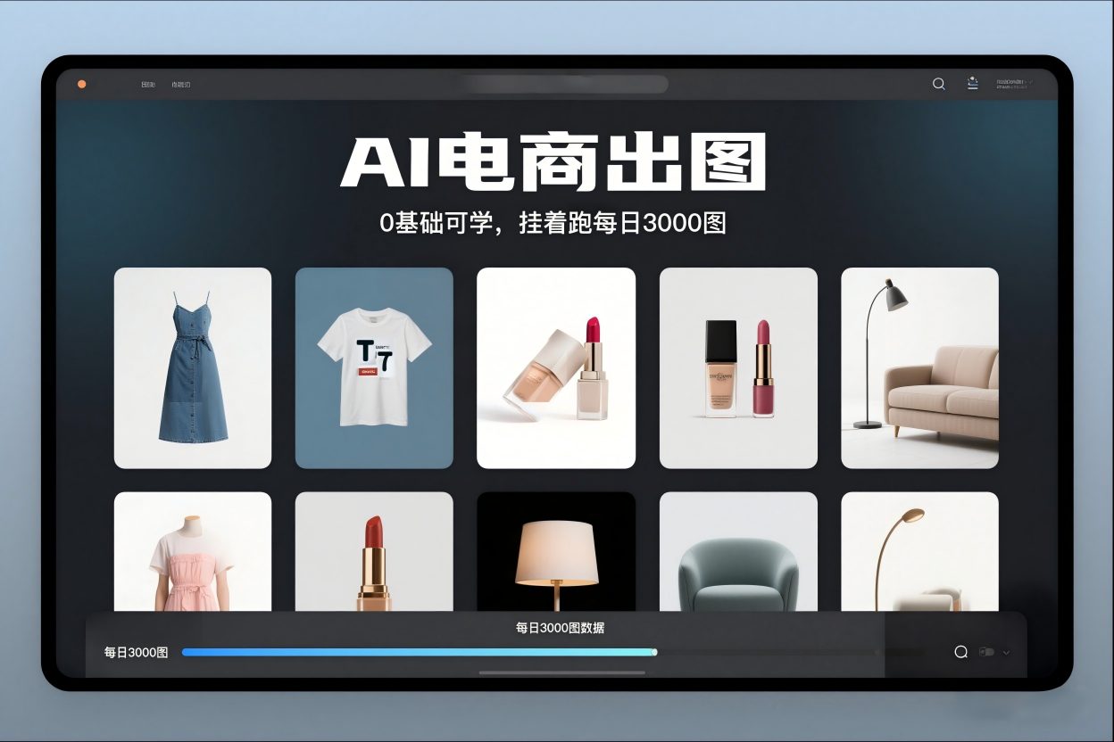 AI电商出图，0基础可学，挂着跑每日3000图-个创网云网创