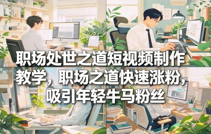 职场处世之道短视频制作教学，职场之道快速涨粉，吸引年轻牛马粉丝-个创网云网创