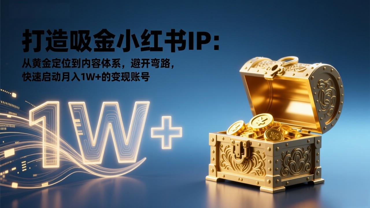 打造吸金小红书IP:从黄金定位到内容体系,避开弯路,快速启动月入1W+的变现账号-个创网云网创