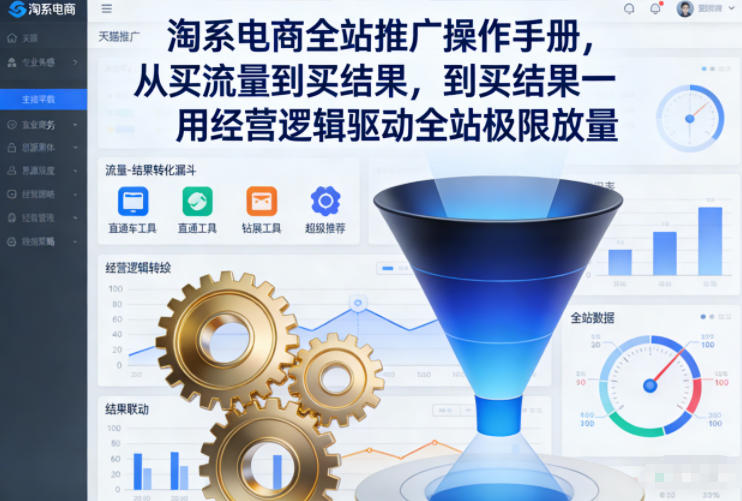 淘系电商全站推广操作手册，从买流量到买结果一用经营逻辑驱动全站极限放量-个创网云网创