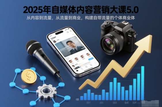 2025年自媒体内容营销大课5.0,从内容到流量,从流量到商业,构建自带流量的个体商业体-个创网云网创