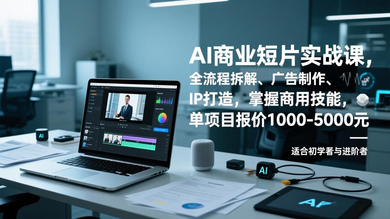 AI商业短片实战课,全流程拆解、广告制作、IP打造,掌握商用技能,单项目报价1000-5000元-个创网云网创