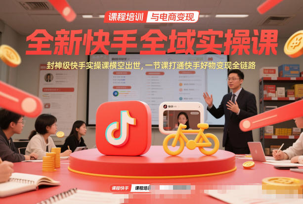 全新快手全域实操课，封神级快手实操课横空出世，一节课打通快手好物变现全链路-个创网云网创
