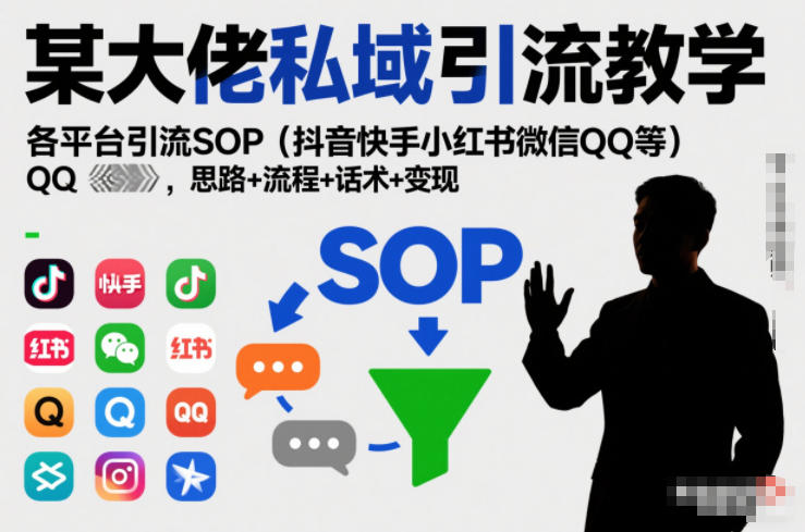 某大佬私域引流教学，各平台引流SOP(抖音快手小红书微信QQ等)，思路+流程+话术+变现-个创网云网创