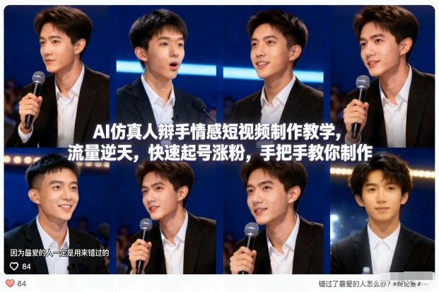 AI仿真人辩手情感短视频制作教学，流量逆天，快速起号涨粉，手把手教你制作-个创网云网创
