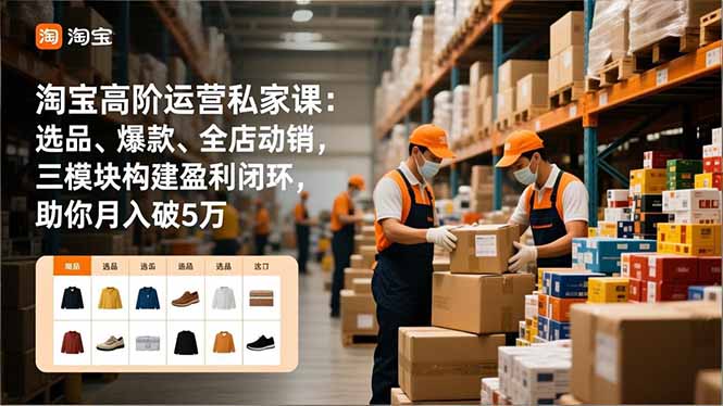 淘宝高阶运营私家课:选品、爆款、全店动销,三模块构建盈利闭环,助你月入破5万(更新12月-个创网云网创