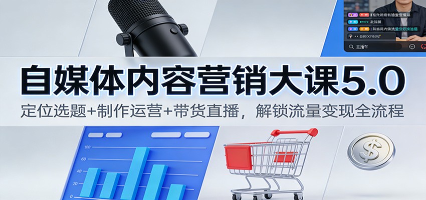 自媒体内容营销大课5.0：定位选题+制作运营+带货直播，解锁流量变现全流程-个创网云网创