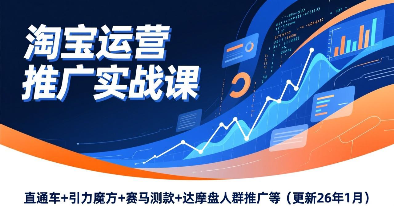 淘宝运营推广实战课,直通车+引力魔方+赛马测款+达摩盘人群推广等(更新26年1月-个创网云网创