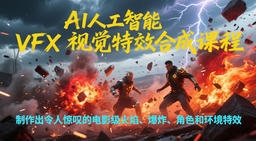 AI人工智能VFX视觉特效合成课程,制作出令人惊叹的电影级火焰、爆炸、角色和环境特效-个创网云网创