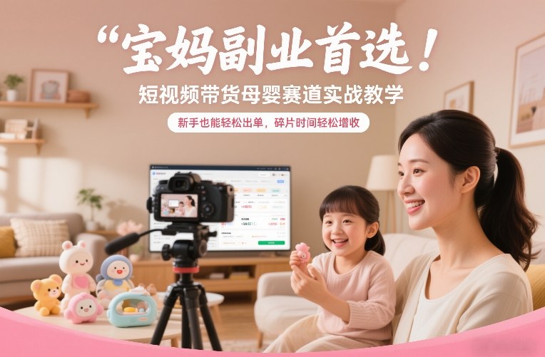 宝妈副业首选!短视频带货母婴赛道实战教学,新手也能轻松出单,碎片时间轻松增收-个创网云网创