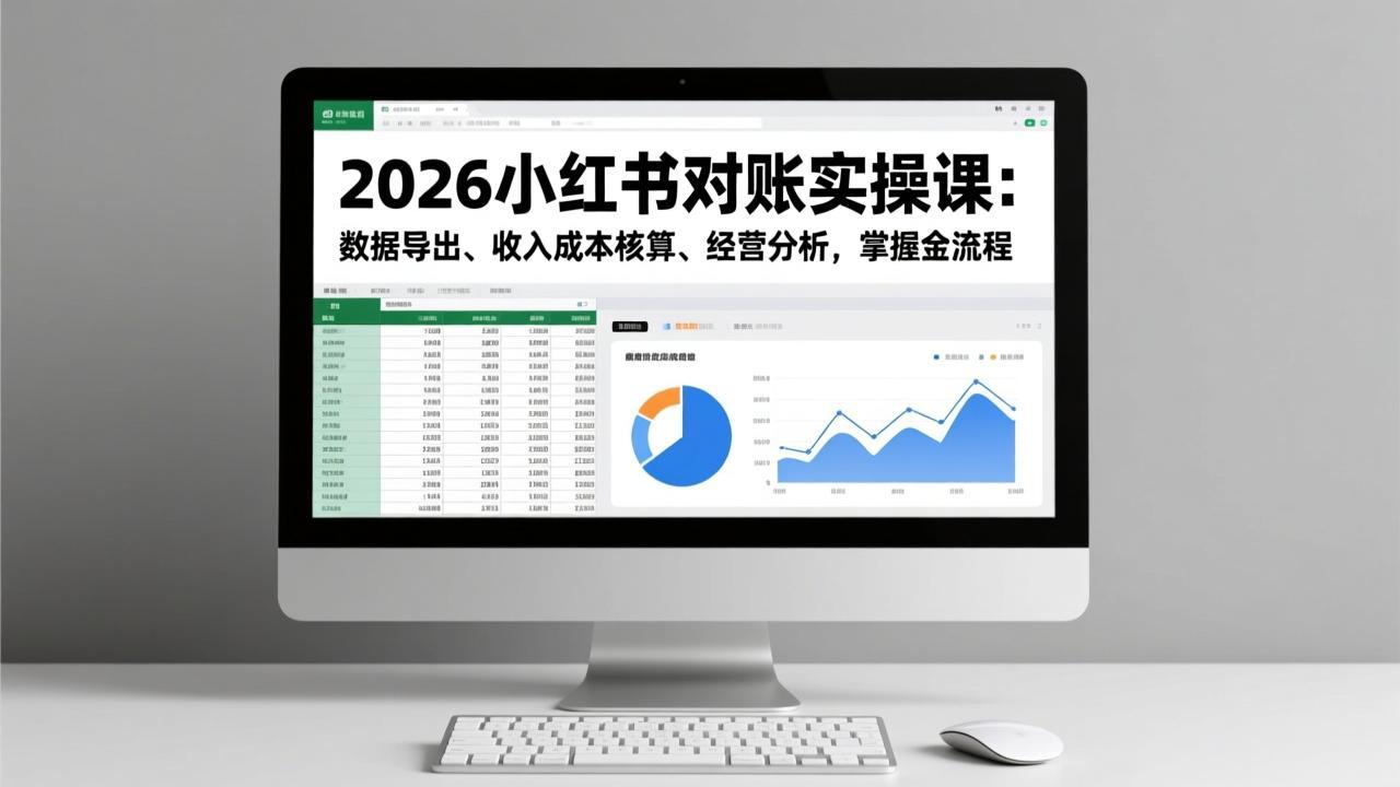 2026小红书对账实操课:数据导出、收入成本核算、经营分析,掌握全流程-个创网云网创