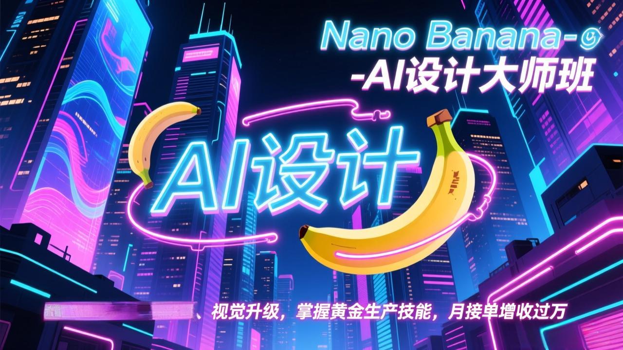 Nano Banana-AI设计大师班，修图合成、广告创作、视觉升级，掌握黄金生产技能，月接单增收过万-个创网云网创