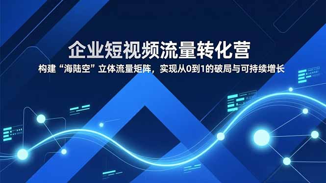 企业短视频流量转化营，构建“海陆空”立体流量矩阵，实现从0到1的破局与可持续增长-个创网云网创