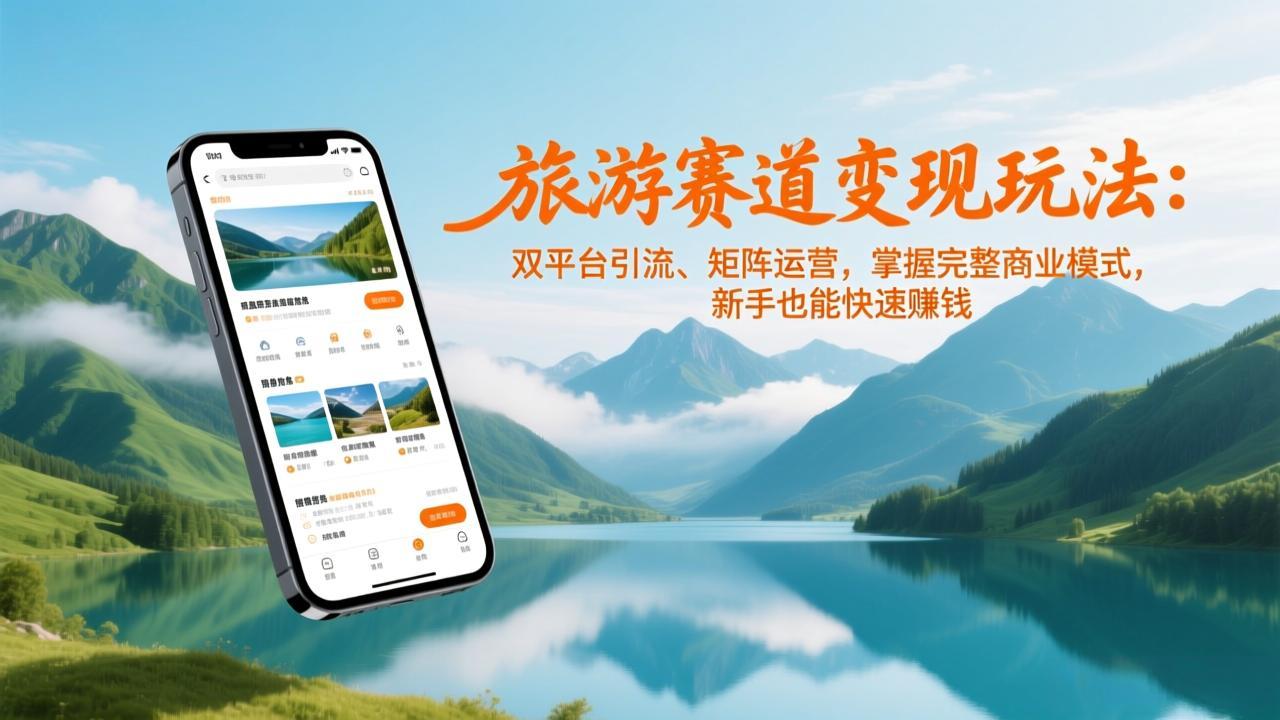 旅游赛道变现玩法：双平台引流、矩阵运营，掌握完整商业模式，新手也能快速赚钱-个创网云网创