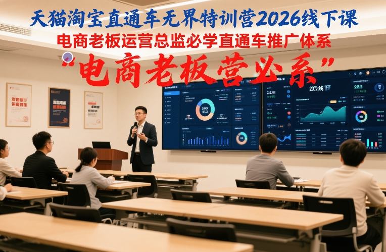 天猫淘宝直通车无界特训营2026线下课，电商老板运营总监必学直通车推广体系-个创网云网创