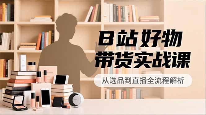 B站好物带货实战课，账号定位、选品拍摄、运营变现，全流程教学，实现UP主月入过万-个创网云网创
