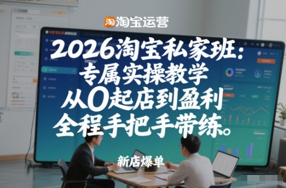 2026淘宝私家班:专属实操教学,从0起店到盈利,全程手把手带练-个创网云网创