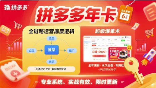 拼多多年卡，拼多多全链路运营底层逻辑，超级爆单术【更新12月】-个创网云网创