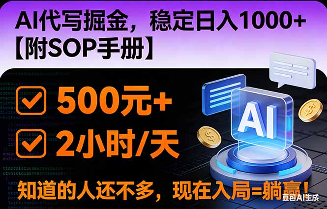 2026风口项目,AI代写掘金，稳定日入1000+，掌握核心技能【附SOP手册】-个创网云网创