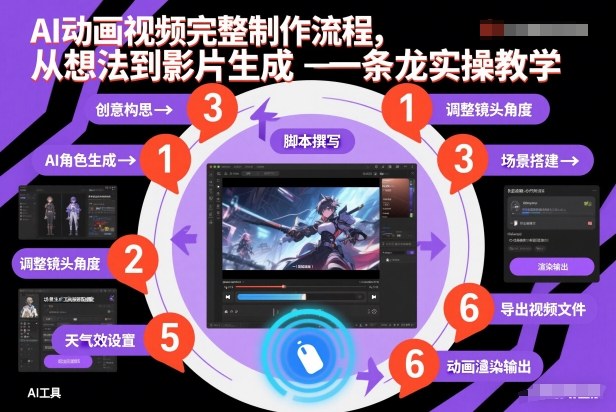 AI动画视频完整制作流程，从想法到影片生成一条龙实操教学-个创网云网创