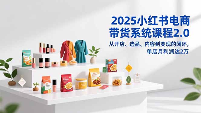 2025小红书电商带货系统课程2.0，从开店、选品、内容到变现的闭环，单店月利润达2万-个创网云网创