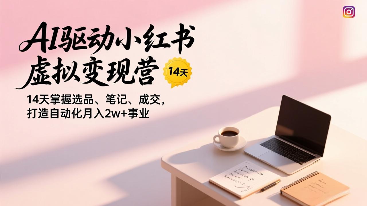 AI驱动小红书虚拟变现营,14天掌握选品、笔记、成交,打造自动化月入2w+事业-个创网云网创