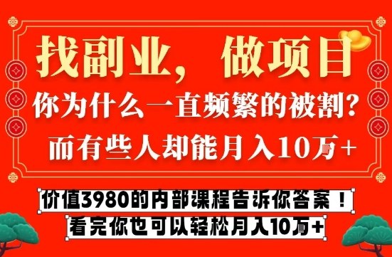 价值3980的网创内部课程，告诉你互联网创业月入10个W的秘密【揭秘】-个创网云网创