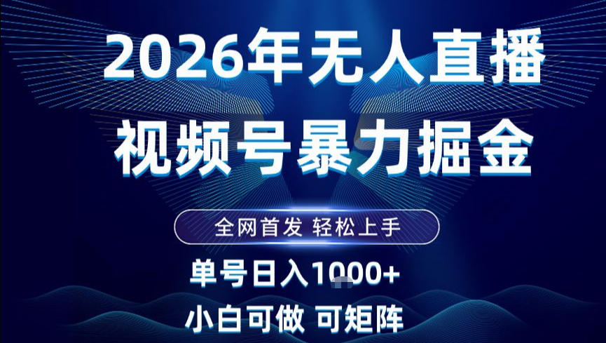 2026最新视频号无人直播掘金，全网首发，小白可以玩，长期稳定日入1k+【揭秘】-个创网云网创