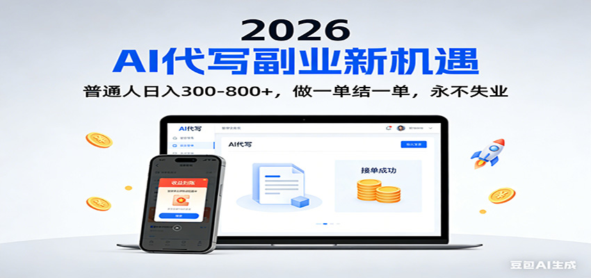 2026 副业首选！AI 代写日入 300-800，普通人0门槛，做一单结一单！-个创网云网创