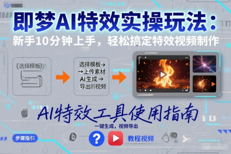 即梦AI特效实操玩法：新手10分钟上手，轻松搞定特效视频制作-个创网云网创