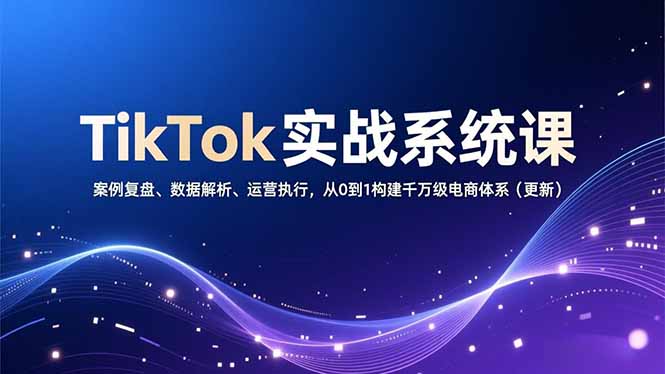 TikTok实战系统课，案例复盘、数据解析、运营执行，从0到1构建千万级电商体系(更新-个创网云网创