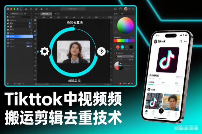 Tiktok中视频纯搬运剪辑去重技术，外来技术，自行测试-个创网云网创