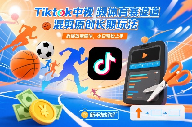 Tiktok中视频体育赛道混剪原创长期玩法,靠播放量賺米,小白轻松上手-个创网云网创