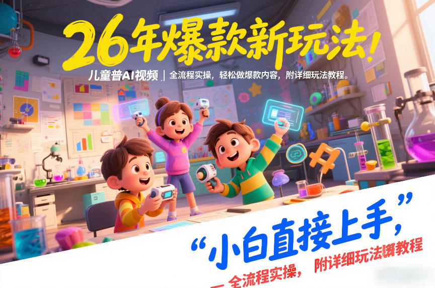 26年爆款新玩法，儿童科普AI视频，全流程实操，轻松做爆款内容，小白直接上手，附详细玩法教程-个创网云网创